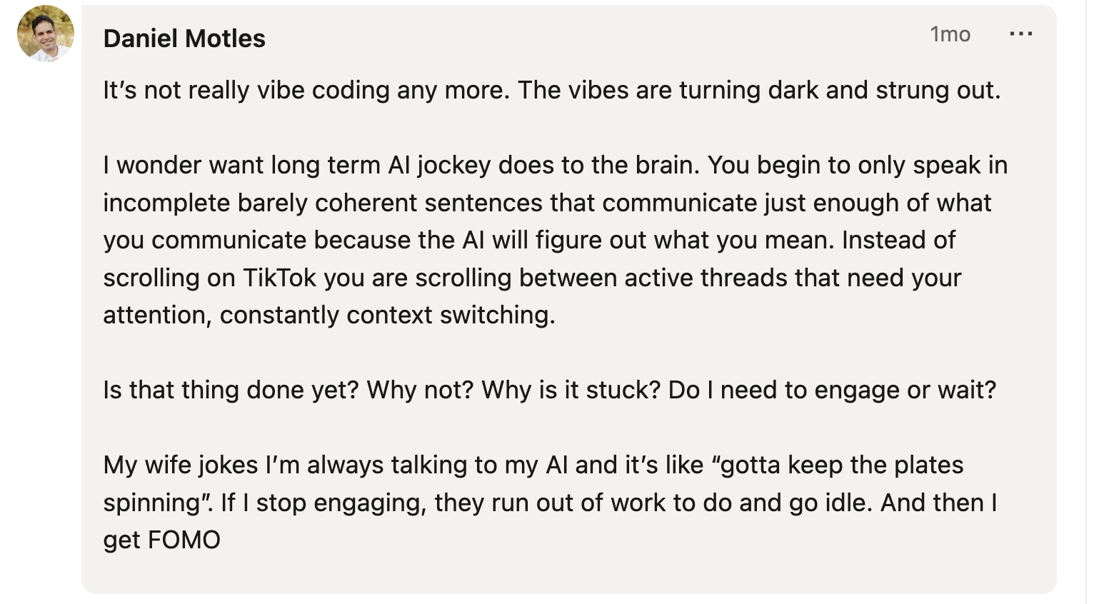 Daniel Motles on vibe coding